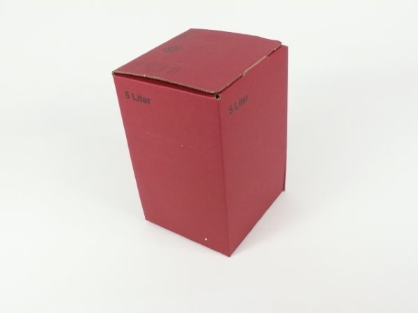 Karton mit weissen Farbpunkte Bag in Box 5 Liter weinrot, Saftkarton, Faltkarton, Apfelsaft-Karton, Saftschachtel, Schachtel.